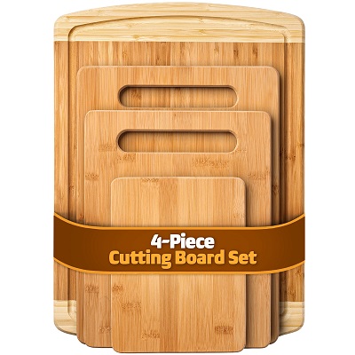 4 Piece Bamboo Cutting Board Set